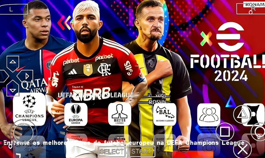 ATUALIZAÇÃO EFOOTBALL PES 2024 PPSSPP COM EUROPEUS e BRASILEIRÃO NOVAS FACES REALISTAS + KITS 23/24