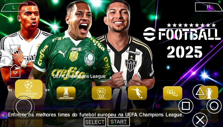EFOOTBALL PES 2025 PPSSPP BRASILEIRÃO e EUROPEUS NOVAS FACES 4K ELENCOS ATUALIZADOS