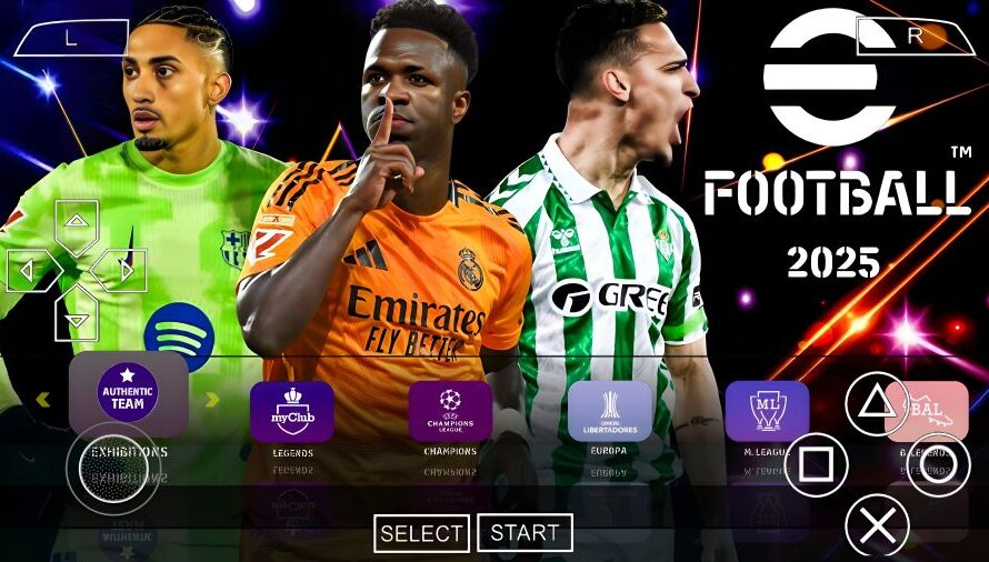 EFOOTBALL PES 2025 PPSSPP EUROPEUS NOVAS FACES ELENCOS ATUALIZADOS 61 ESTÁDIOS + KITS 25/26