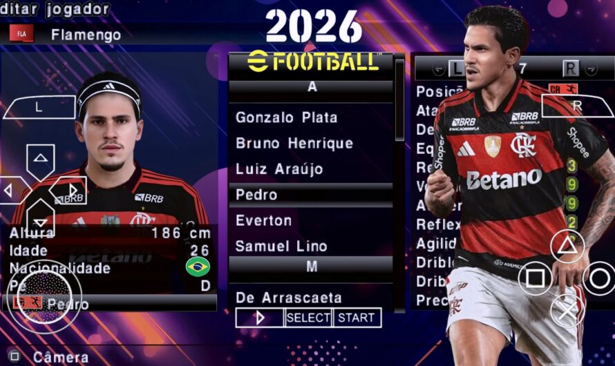 EFOOTBALL PES 2026 PPSSPP SUL AMERICANO BRASILEIRÃO NOVAS FACES REALISTAS ELENCOS ATUALIZADOS + 60 ESTÁDIOS