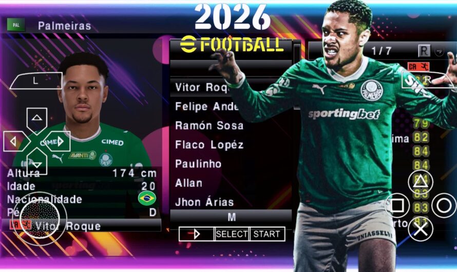 EFOOTBALL PES 2026 PPSSPP SUL AMERICANO BRASILEIRÃO NOVAS FACES REALISTAS ELENCOS ATUALIZADOS 60 ESTÁDIOS + KITS 25/26