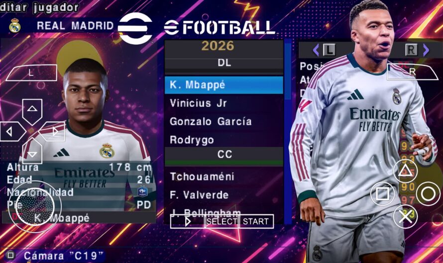 EFOOTBALL PES 2026 PPSSPP EUROPEUS NOVAS FACES REALISTAS ELENCOS ATUALIZADOS + KITS 26/27